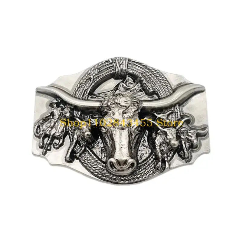 49MC البقرة رئيس حزام مشبك المراهقين الصبي الرجال حزام أبازيم للسراويل الملابس والاكسسوارات خمر الكبار حزام مشبك #1