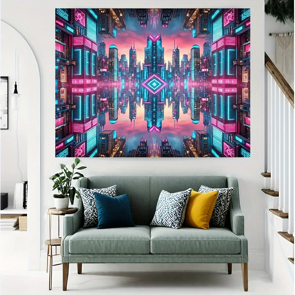 

Cyberpunk Mirror Future Tapestry Large Wall Hanging Home Decor Living Room Dorm Outdoor Horizontal Direction Futuristic Tech