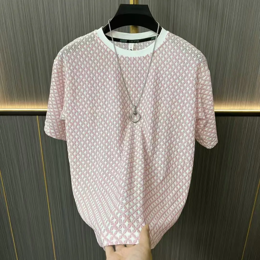 Summer Men's New Style Fashion Casual Jacquard Short-Sleeved T-Shirt Polo Shirt
