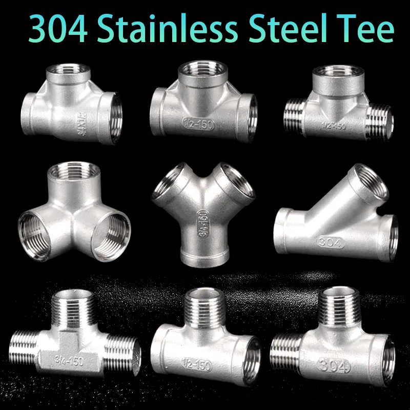 

304 Stainless Steel Y Shape 3 Ways Joint 1/2 3/4 1" 2" BSP Female/Male Thread One Split Two Way Water Pipe Fittings