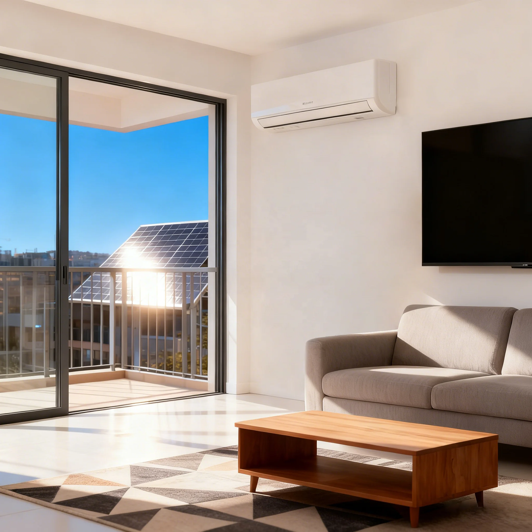 Solar Assisted Split Type DC Inverter AC 220V 12000BTU 1.5 Ton Eco Energy Saving Cooling Heating Appliance Household Office