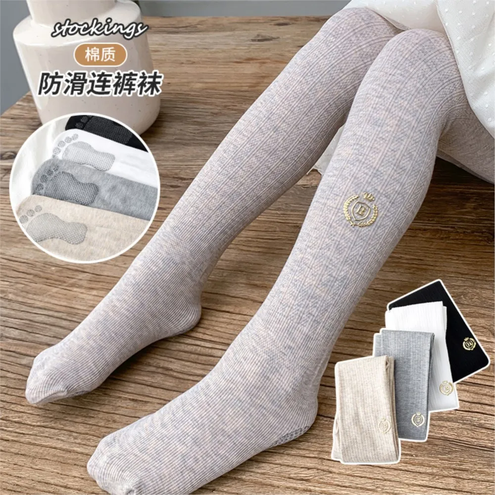New cotton twist feet hot flower badge children's pantyhose girls wear leggings.