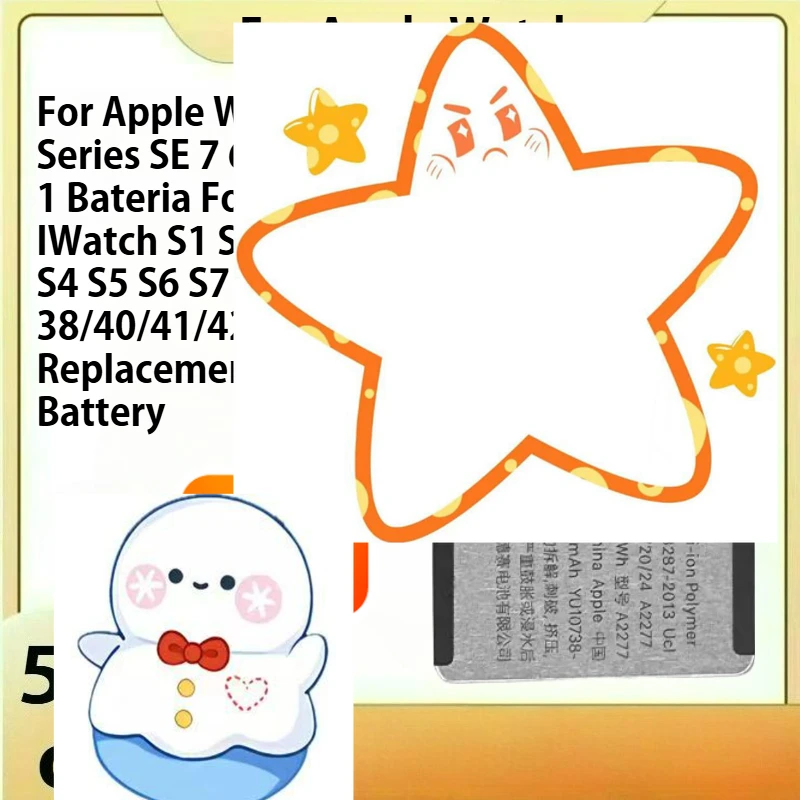 

Для Apple Watch Series SE 7 6 5 4 3 2 1 Аккумулятор для IWatch S1 S2 S3 LTE S4 S5 S6 S7 38/40/41/42/44/45/4 Сменный аккумулятор
