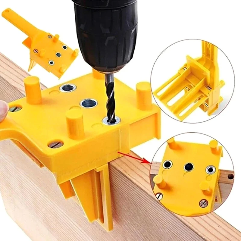 Woodworking Dowel Handheld Drill Guide and Hole Saw Tool 6/8/10mm Drill Bit For Carpentry Straight Hole Locator Clamp