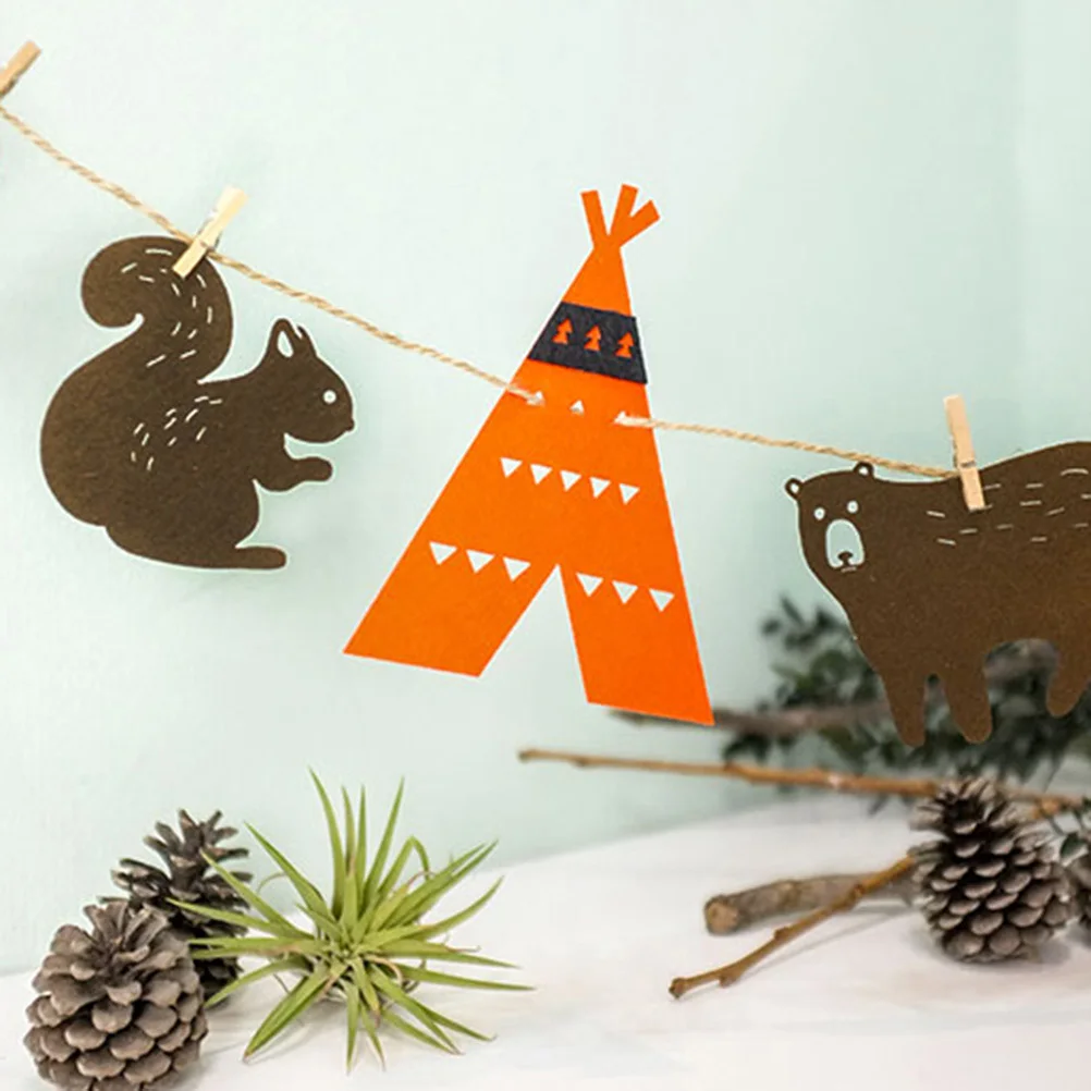 

Cartoon Animal Felt Birthday Party Banner Kids Tent Decoration Felt Bunting Hanging Pull Flag Banner Indoor Outdoor