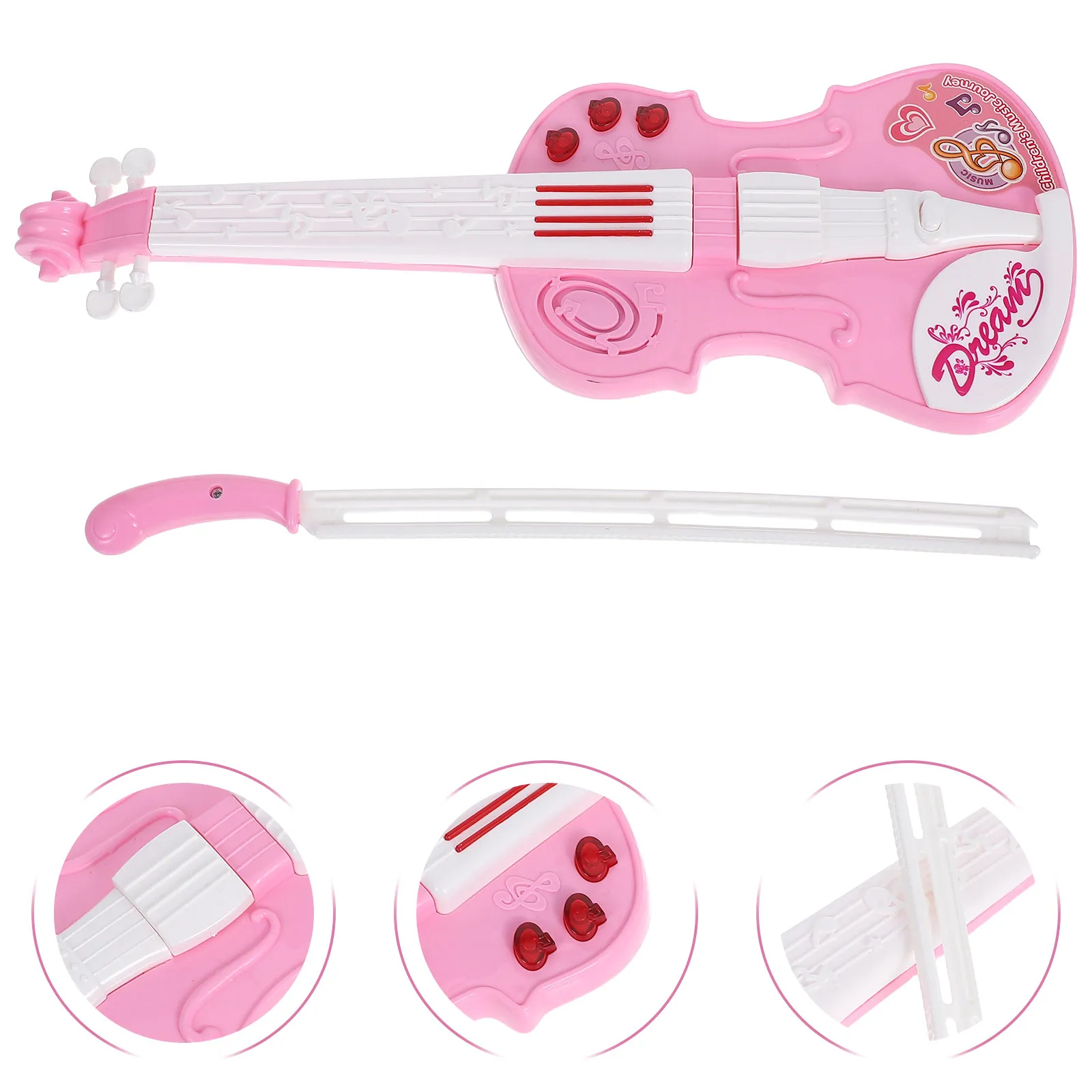 1Set Children's Electronic Violin Realistic Design Sound Light Effects Early Music Education Interactive Mini Musical Instrument
