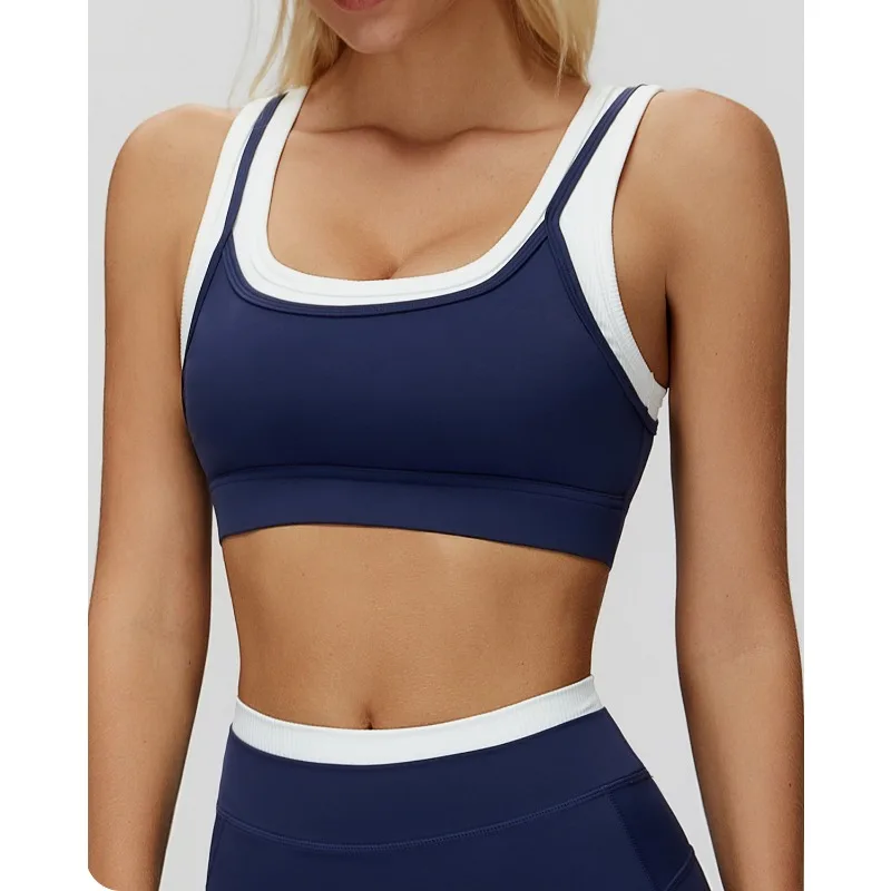 2026 ملابس داخلية رياضية نسائية جديدة عارية مكونة من قطعتين حمالة صدر لليوجا متباينة ملابس داخلية رياضية للجري واللياقة البدنية
