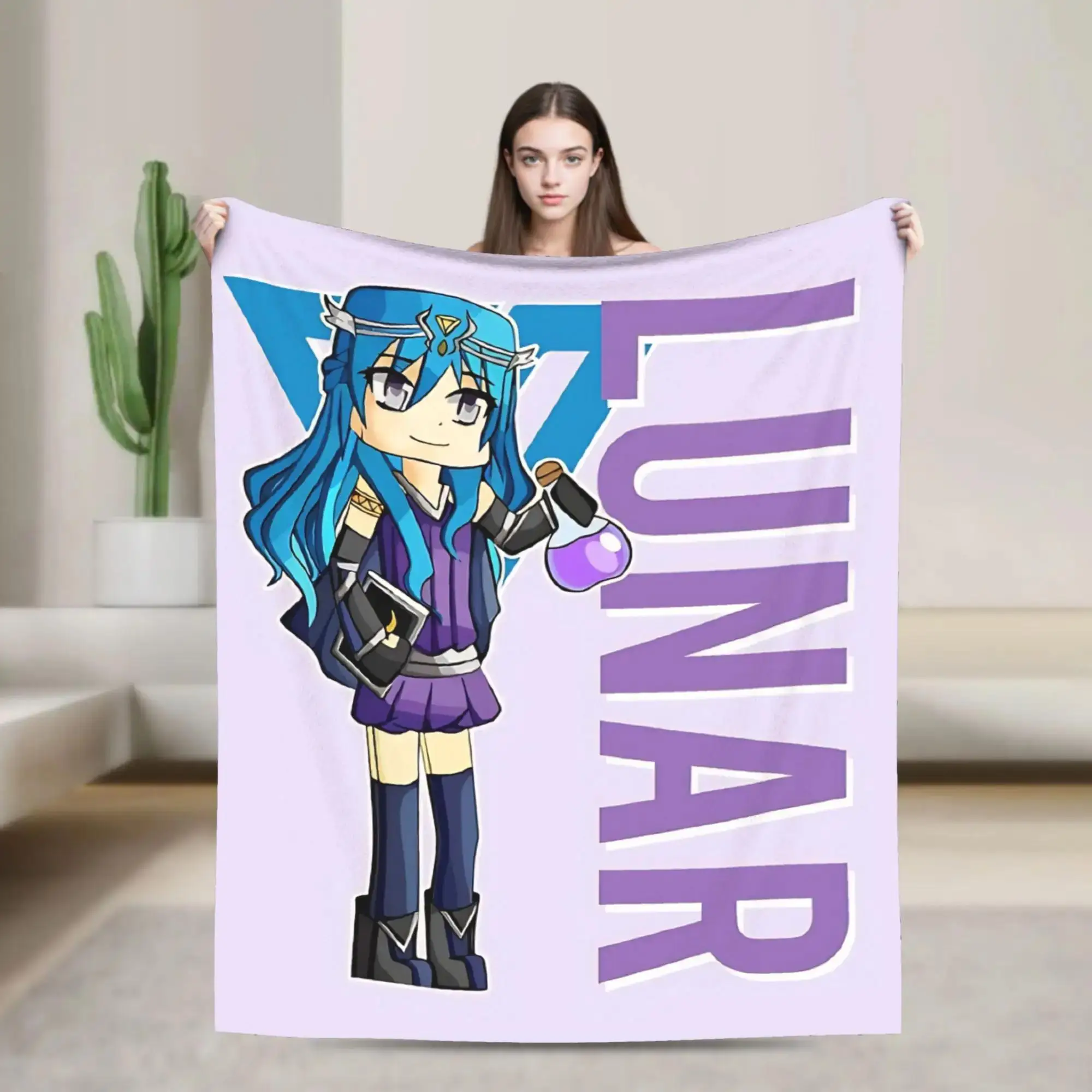 

Плюшевый плед Lunar Itsfunneh Funneh Krew Gamer: теплый, мягкий, для дивана, кровати, кемпинга, забавное фланелевое покрывало