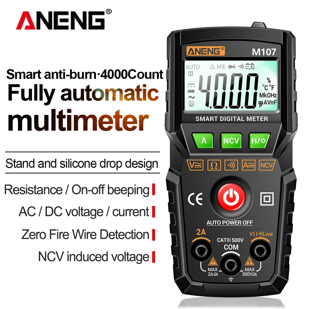 ANENG M107 Mini Smart Multimeter 4000 Count Digital Meter multimeters Professional Multi Function Electrician Tester Tools