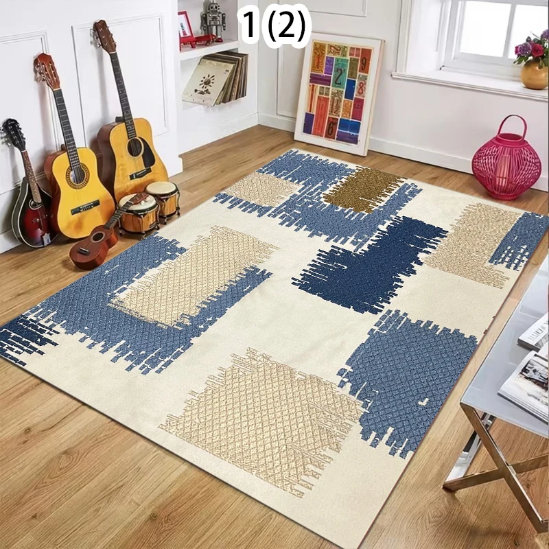 Modern Abstract Area Rug Retro Geometric Floor Mat Non Slip Washable Entryway Doormat Floormat for Living Bedroom Minimalist