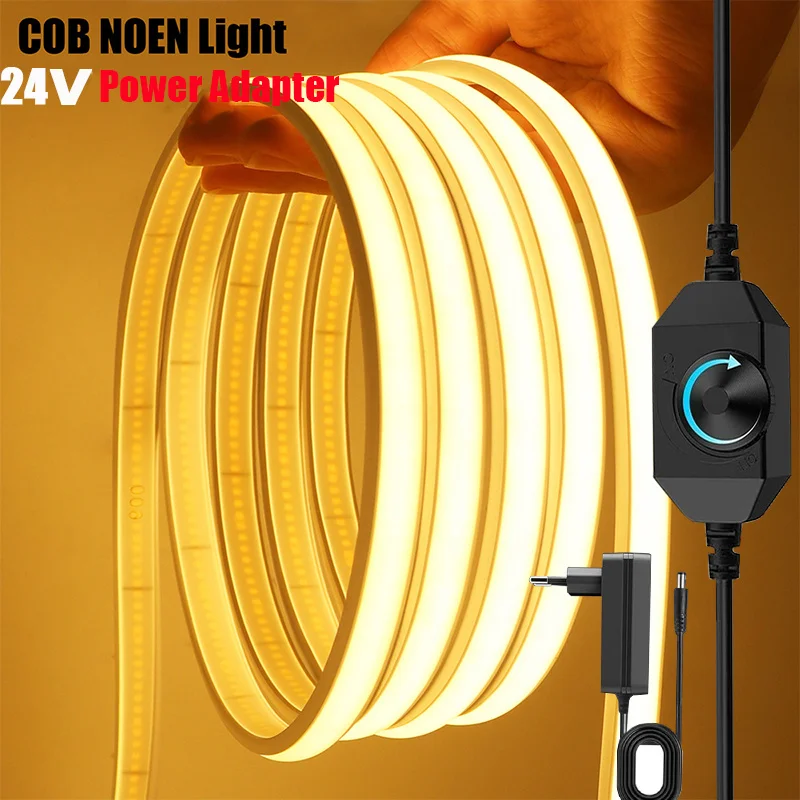 10m LED Strip Lights, Tunable Light Strips, Power Adapter Supply, 24V Flexible Cob Neon Light Strips for Bedroom, Kitchen