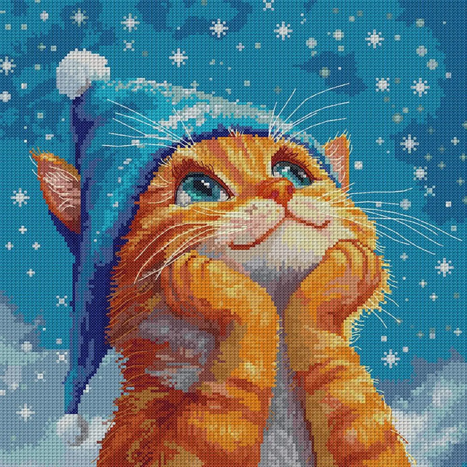 

Набор для вышивания крестиком с принтом кошки, 40x40 см, DIY, 14CT, нитки, рукоделие, декор для дома