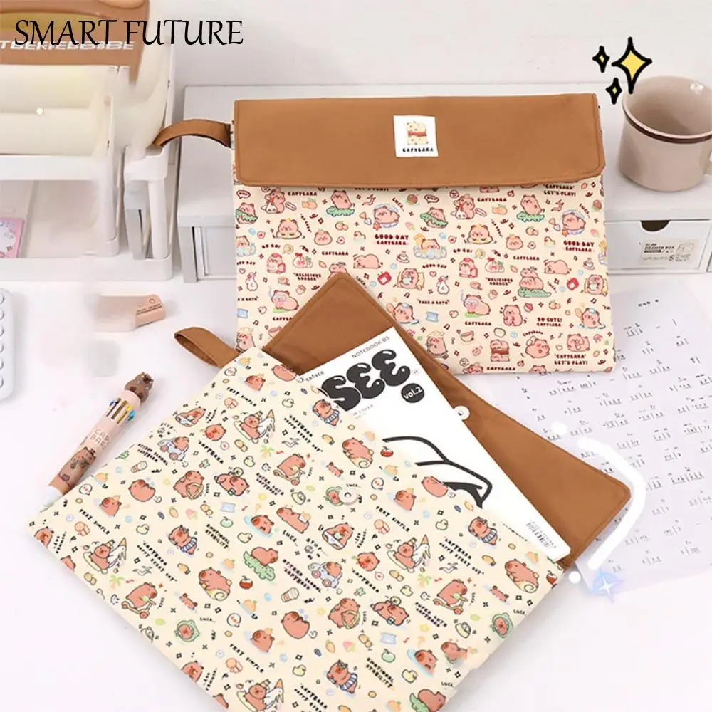 Washable Fabric Capybara Document Bag Multifunction Durable Capybara File Bag Funny Zipper Pouch Capybara File Folders