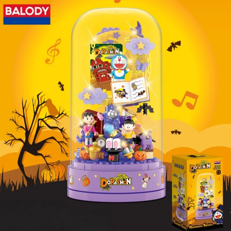 

BALODY Doraemon Assemble Building Blocks MINI Music Box Nobita Shizuka Minamoto Toy Model Ornament Birthday Gift