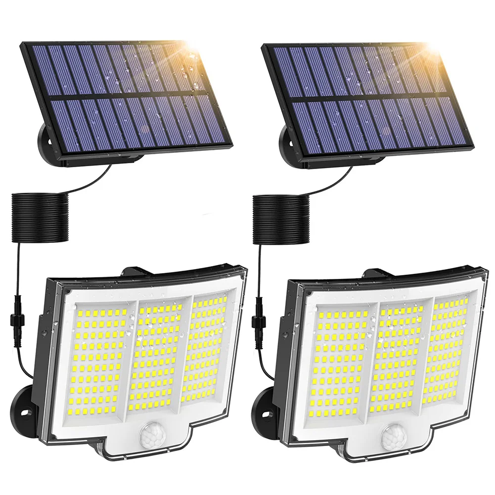 

210LED Wall Lamp Adjustable Solar House Wall Lamp for Home Garden (2Pcs)