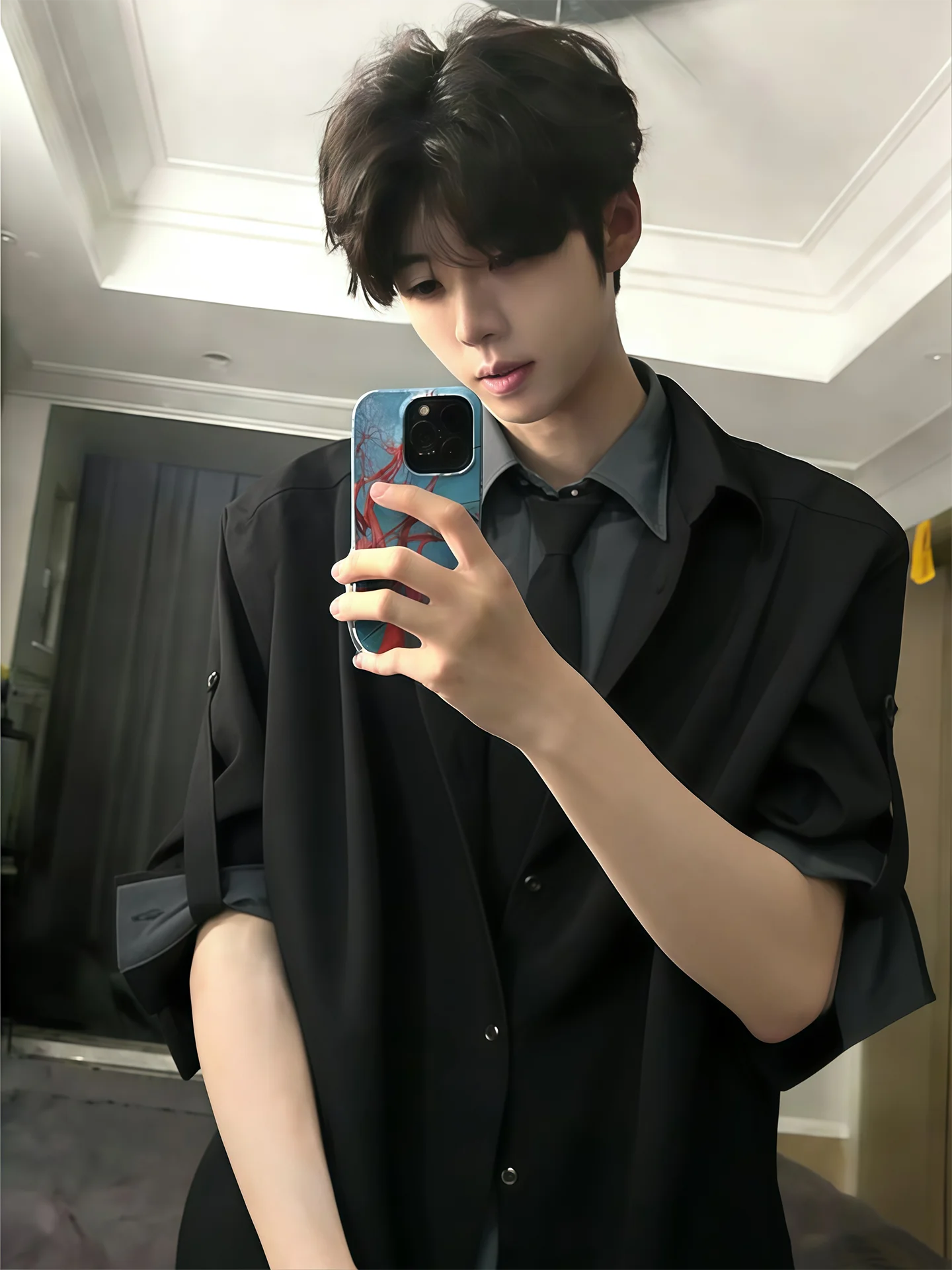 

Мужская рубашка Cleanfit с длинным рукавом, весенняя коллекция, свободный крой, с завязками, из полиэстера, с эффектом прохлады