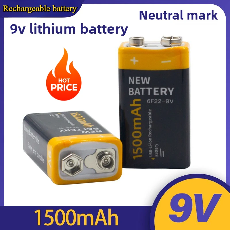 

1-20PCS 1500mAh 9V Micro Rechargeable Li-ion Battery for Multimeter Microphone Toy Remote