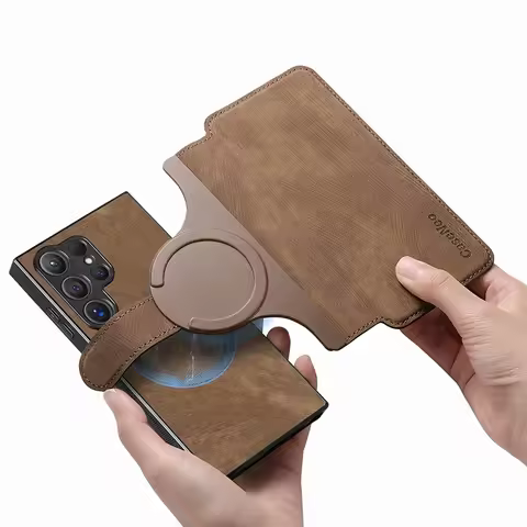 For Samsung Galaxy S25 Ultra S24 S23 S26 S22 S21 Ultra Note20 Plus Magsafe Magnetic Wallet Card Holder 2In1 Detachable Flip Case