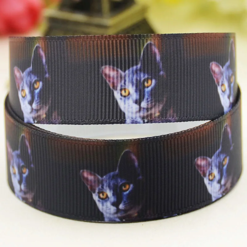 22mm 25mm 38mm 75mm cat cartoon printed Grosgrain Ribbon party decoration 10 Yards satin ribbons