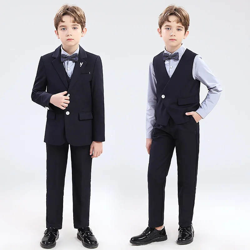 

Black Kids Wedding Suit For Boy 1-14 Years Teen Boys Suits Outfits Set Spring Autumn Elegant Boy Formal Performance Costume Suit