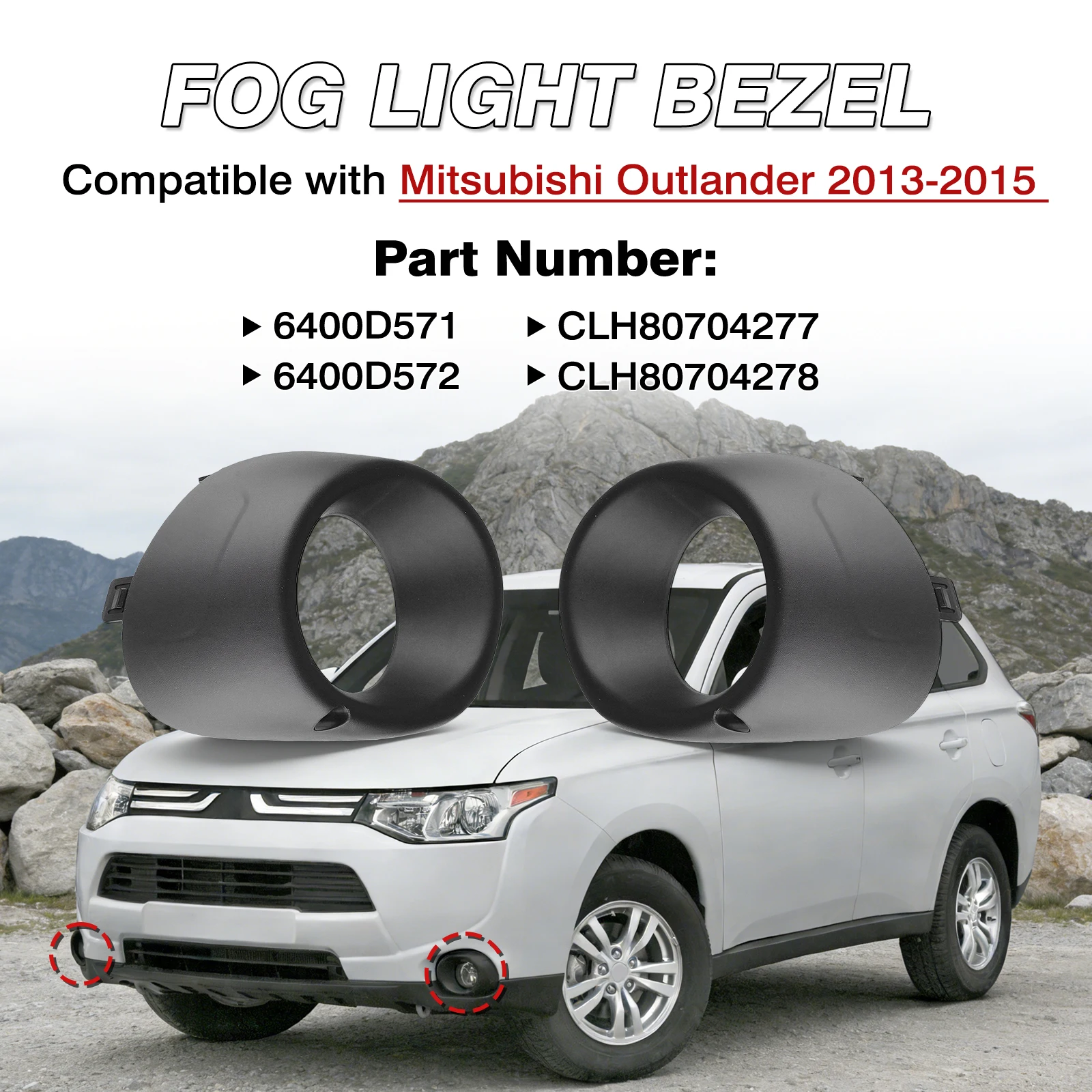 2 Stück Front stoßstange Nebels chein werfer Lampe Abdeckung Rahmen Lünette links und rechts für Mitsubishi Outlander d571 d572 – Detail 16