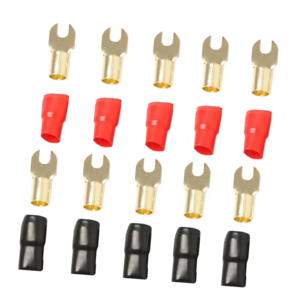 5 Pairs 4 AWG Automotive Audio Speaker Refit Fork Terminals Connectors