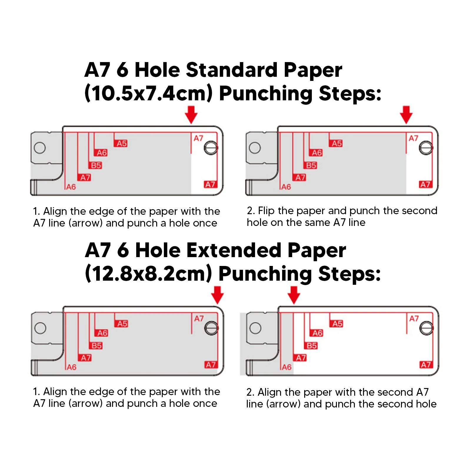 3 Hole Puncher Loose Leaf Handheld Hole Punch for B5 A5 A6 A7 A4 Paper 5 Sheets 70g Capacity