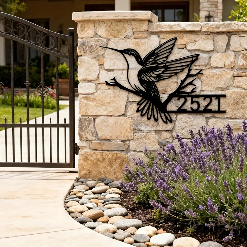 Personalized Hummingbird Door Sign, Suitable for Wall Decor, Custom Address Markers for Home And Outdoor Use, Featuring a Farmho