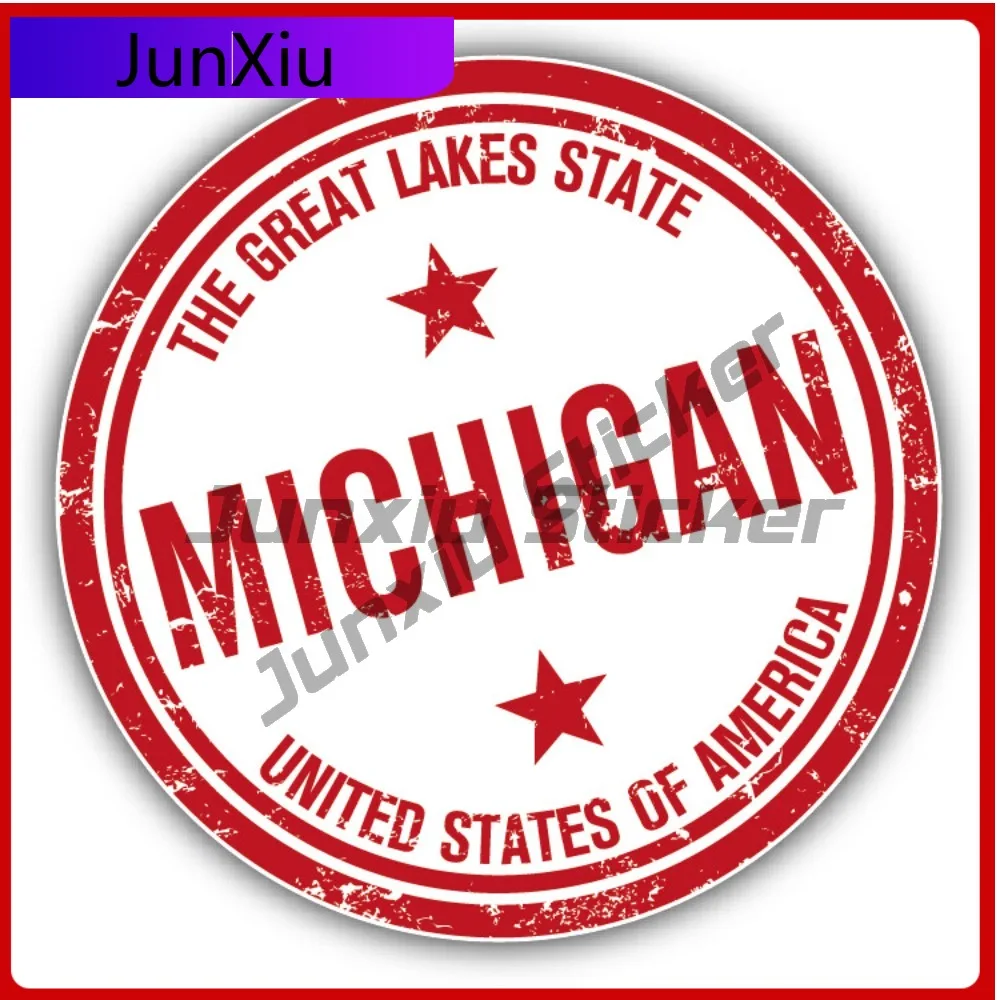 

Michigan Usa State Creative Sticker Stamp Car Decal Bumper Stickers Cute Style Laptop Use For Car Wind Automotive Decor Scrat