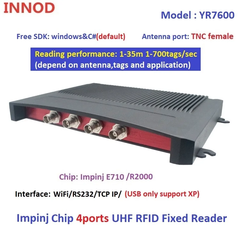 Long Range Impinj E710/R2000 Chip Free C++ C #   Java SDK UHF RFID Fixed Reader EPC Gen 2 6C 4/8/16 Ports RFID UHF Reader