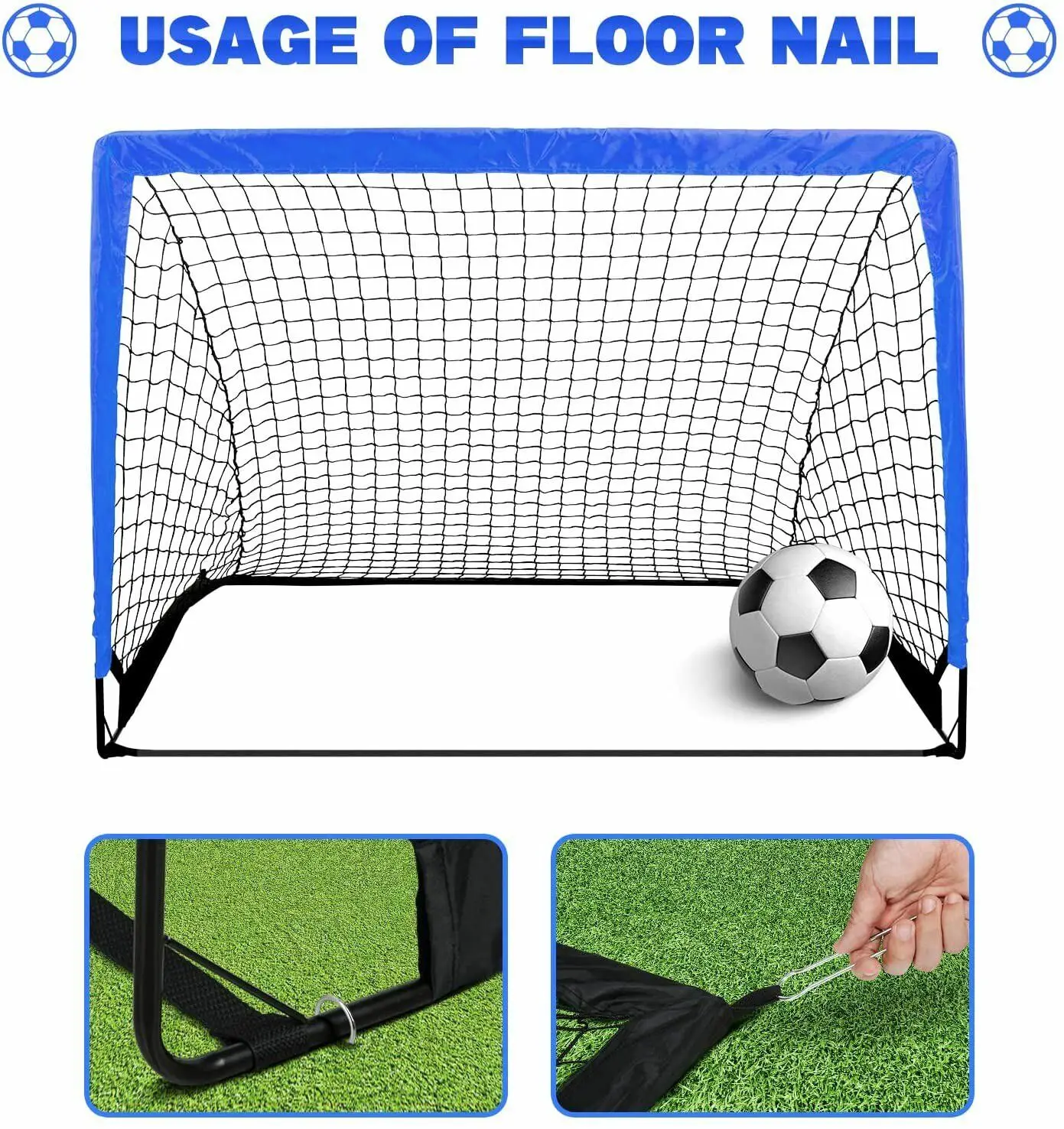 Simple Deluxe 4‘x3’ Portable Soccer Goal, Pop Up Folding Soccer Net Comes with 2 Oxford Cloth Bags and 8 Stakes, Great for Train