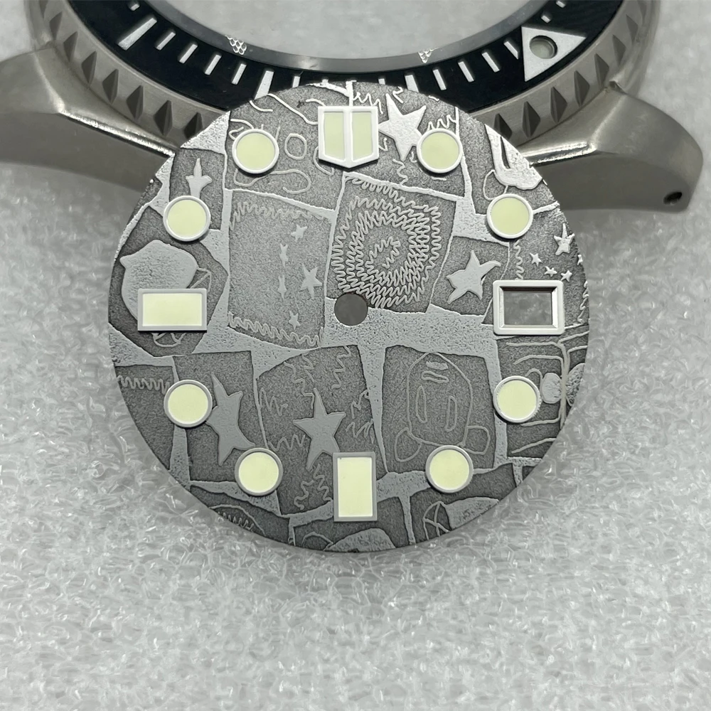 High Quality Watch Parts 28.5mm Sterile Damascus Watch Dial Luminous Marks Suitable For NH35/36 Automatic Movement