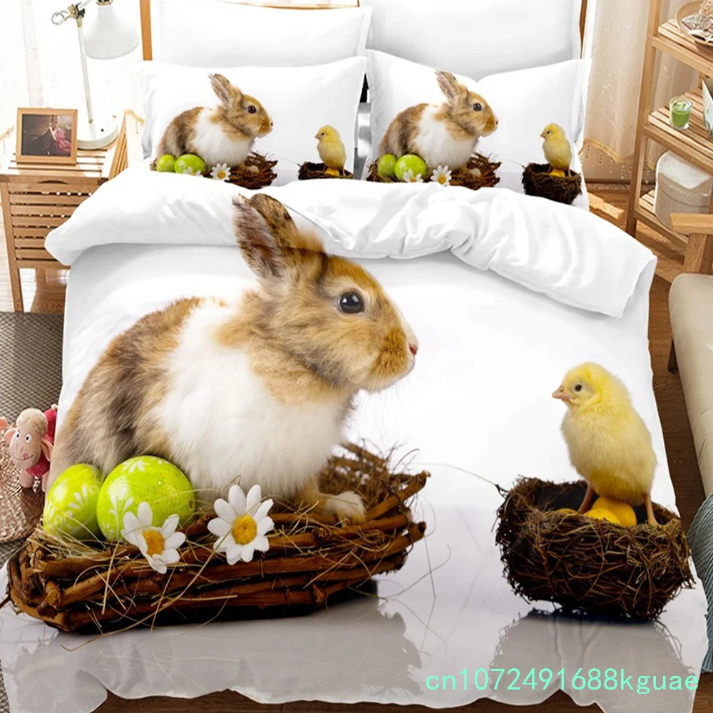 3D The Rabbit Bedding Sets Duvet Cover Set With Pillowcase Twin Full Queen King Bedclothes Duvet Cover