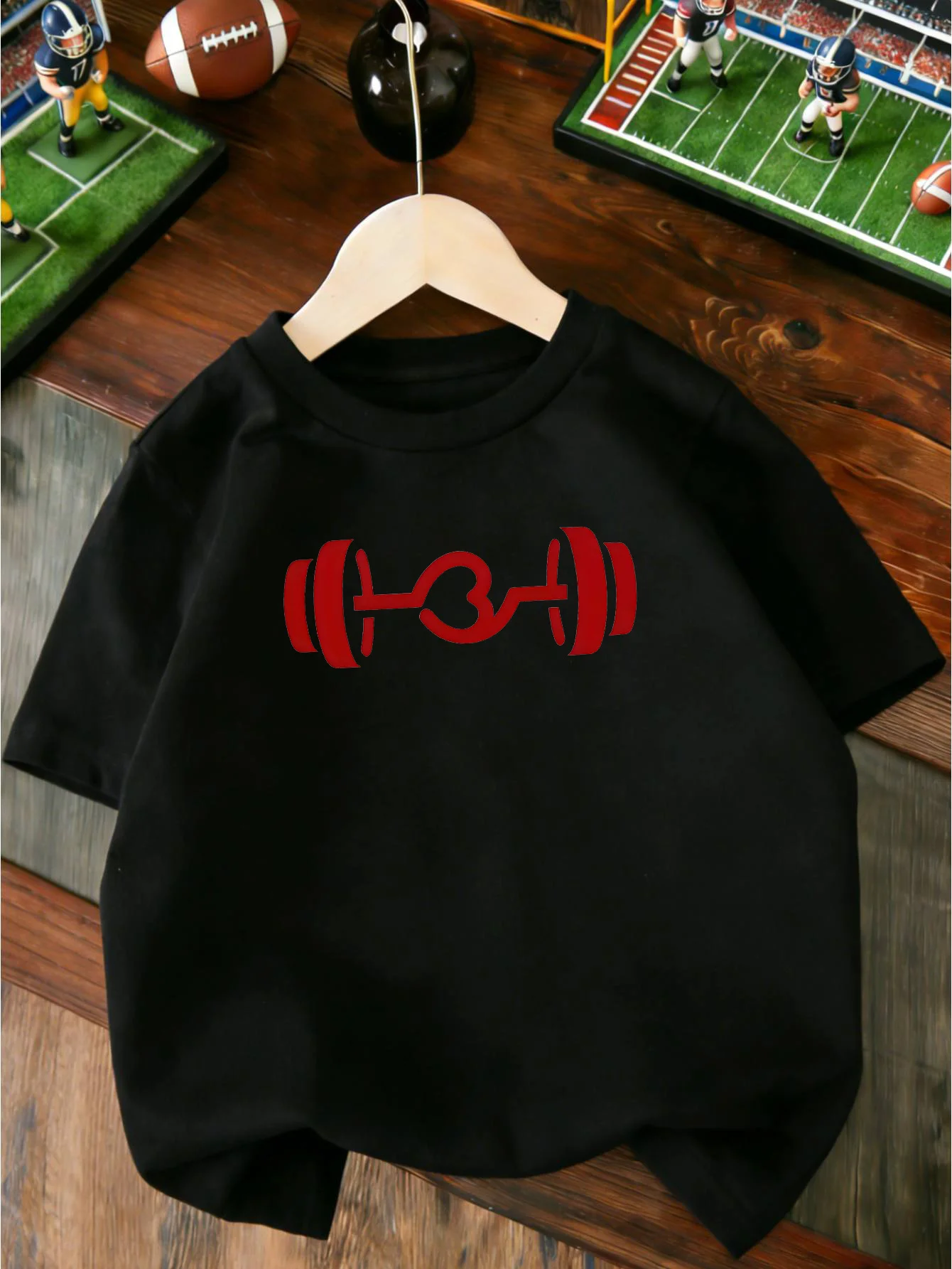 Minimal Red Dumbbell With Heart Workout Graphic T Shirt Boys Girls Casual Short Sleeve Tee Family Matching Soft Cotton Kids Tops