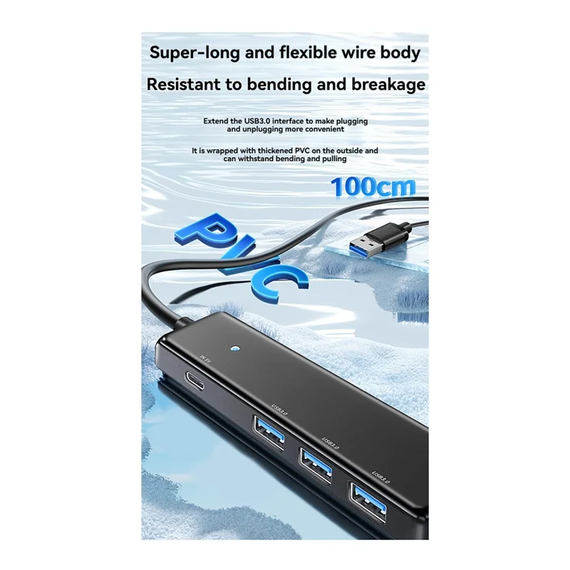 AS95-USB C 3.0 Hub, 5 портов, док-станция, концентратор типа C, 5 Гбит/с, 100 см, адаптер USB 3.0 для ноутбука