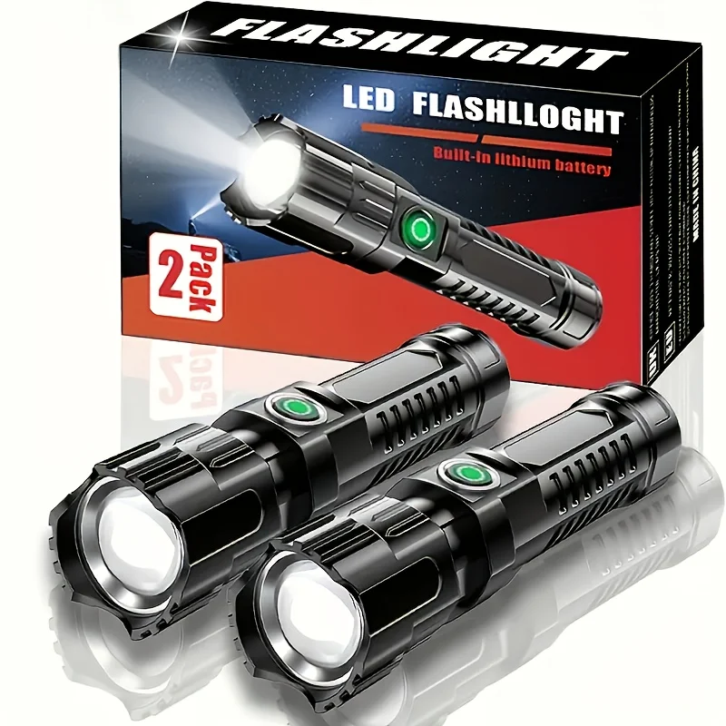 High-power Zoom Flashlight，Outdoor Multifunctional Portable Household Mini Telescopic Zoom Light，Camping Equipment，Outdoor Flash