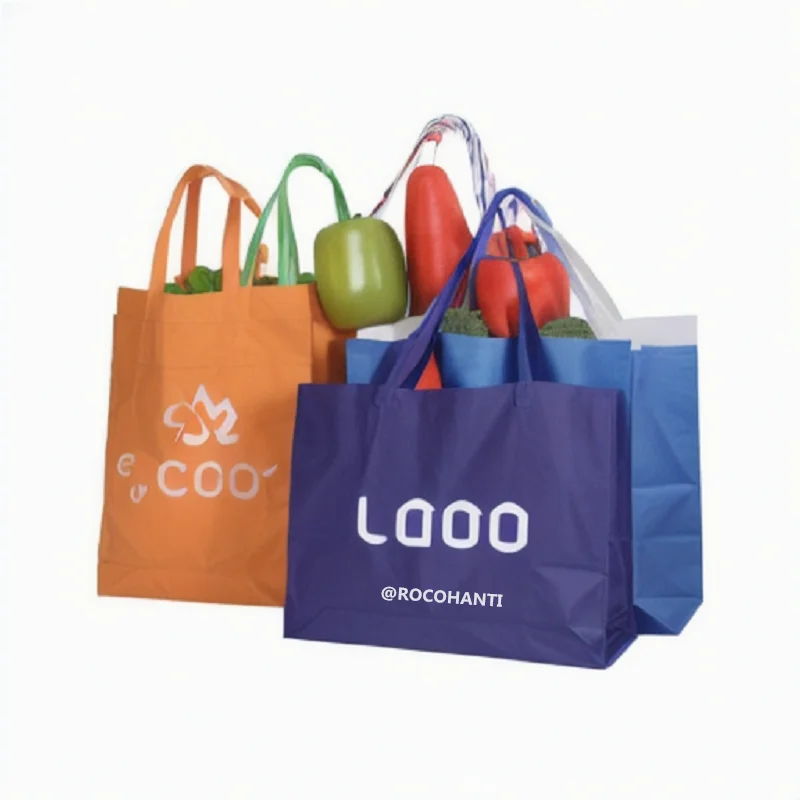 Printed eco grocery printable gift reusable recycled non-woven laminate promotional custom non woven shopping tote bag with logo