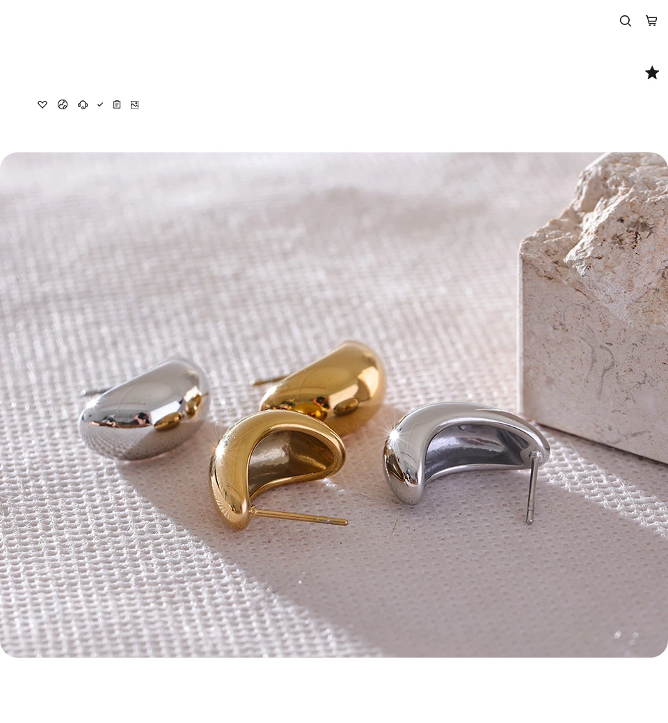Yhpup Glatter Edelstahl-Metall-Ohrring, geometrisch, modisch, täglich, Textur-Charm, vergoldet, platinfarben plattiert, Schmuck, wasserdicht – Detail 4