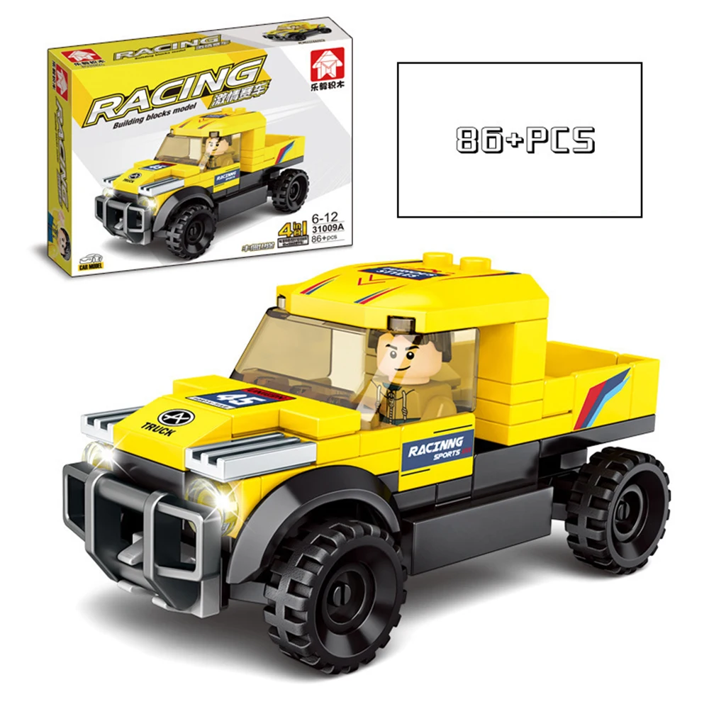 Buggy Building Blocks for Kids, Speed Sports Vehicle, Technical Model Assembly, MOC Bricks, Brinquedos Educativos, Presentes de Aniversário, 4 em 1