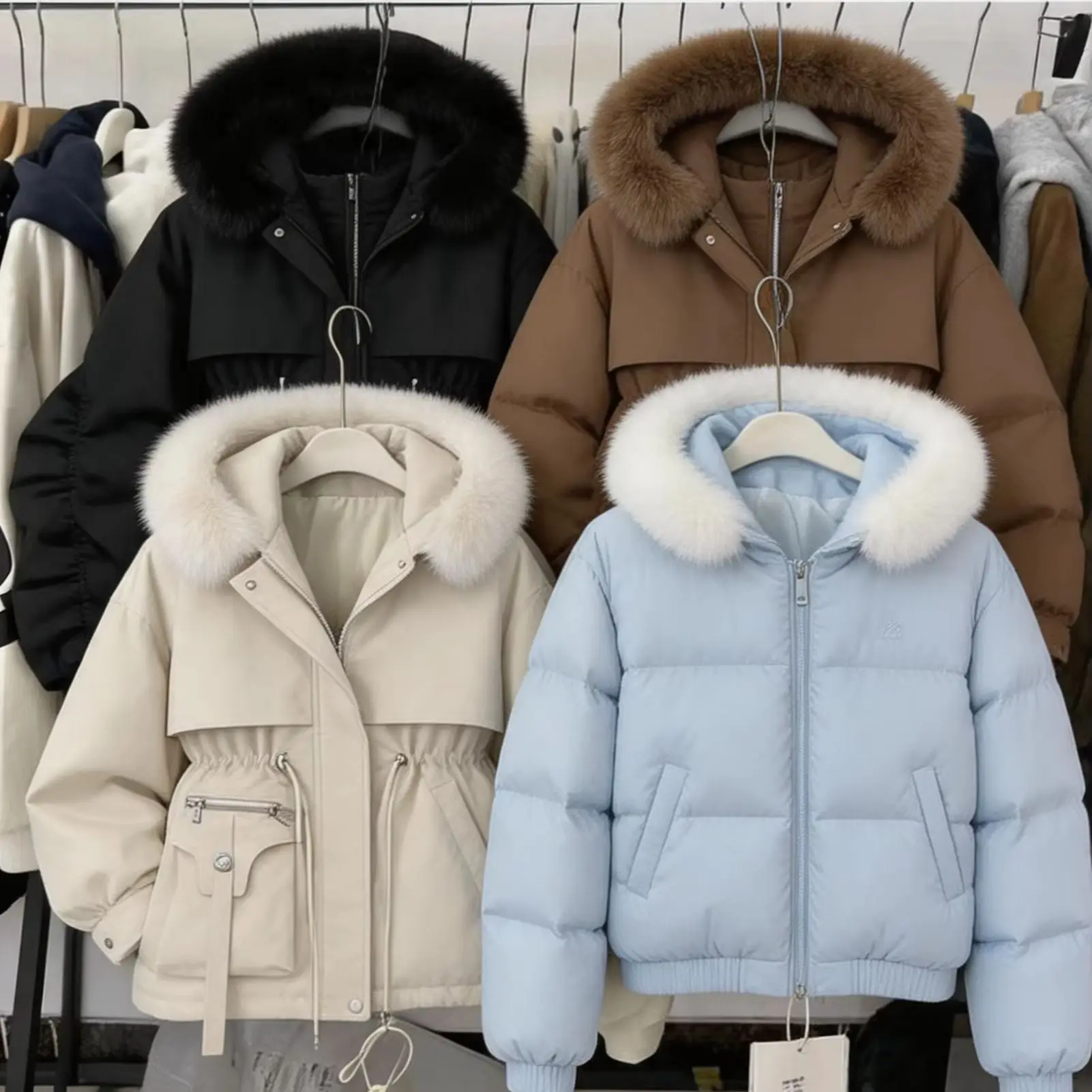 2026 Damen Wintermantel im koreanischen Stil, warm, mit Baumwollfüllung, schmal geschnitten, figurverstärkend, lässig, mit Kapuze, Oberbekleidung, Alltags-Streetwear-Jacke, Oberteile