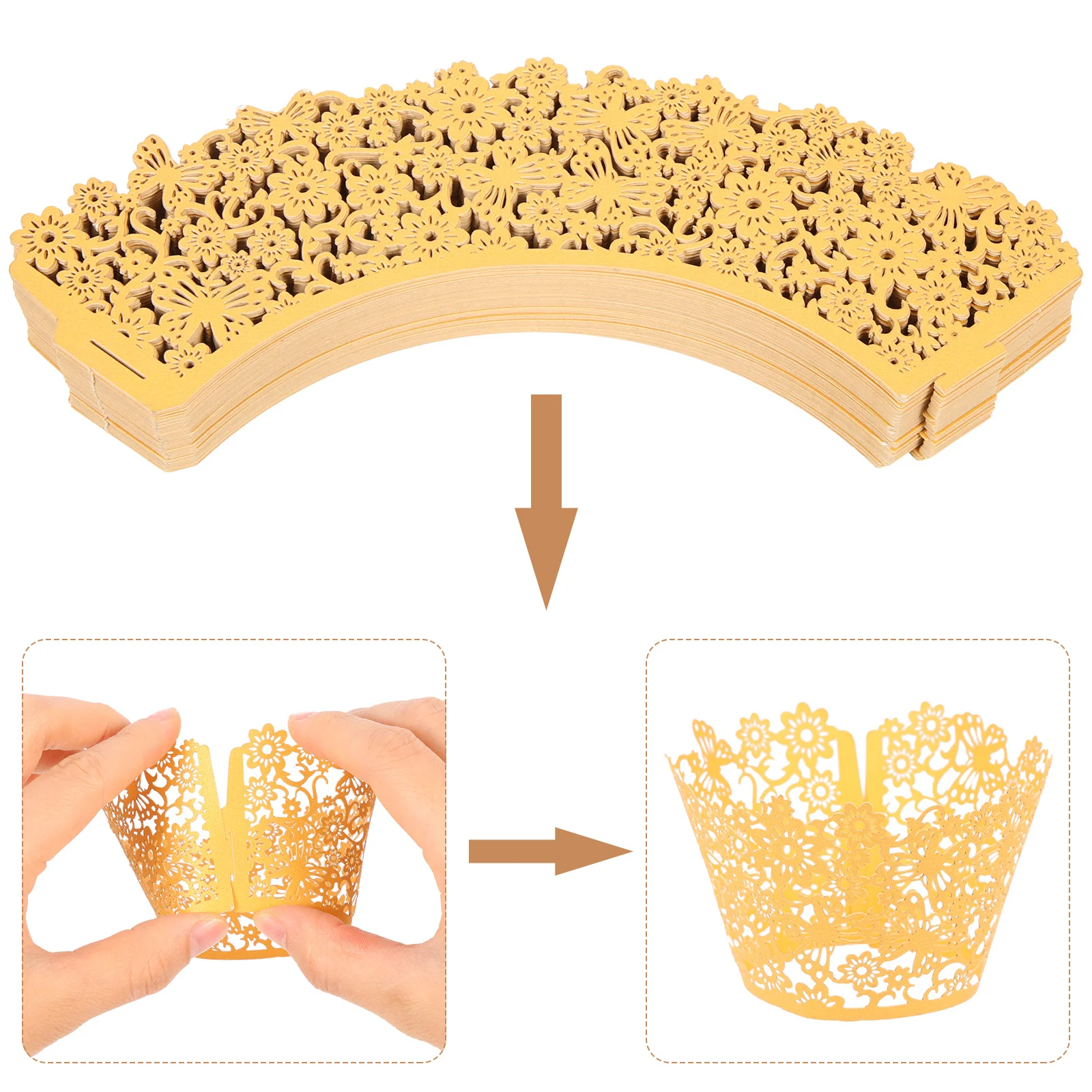 

100pcs Laser Cut Hollow Cupcake Liners Floral Lace Baking Cups For Wedding Birthday Party Muffin Paper Cases Baking Accessories