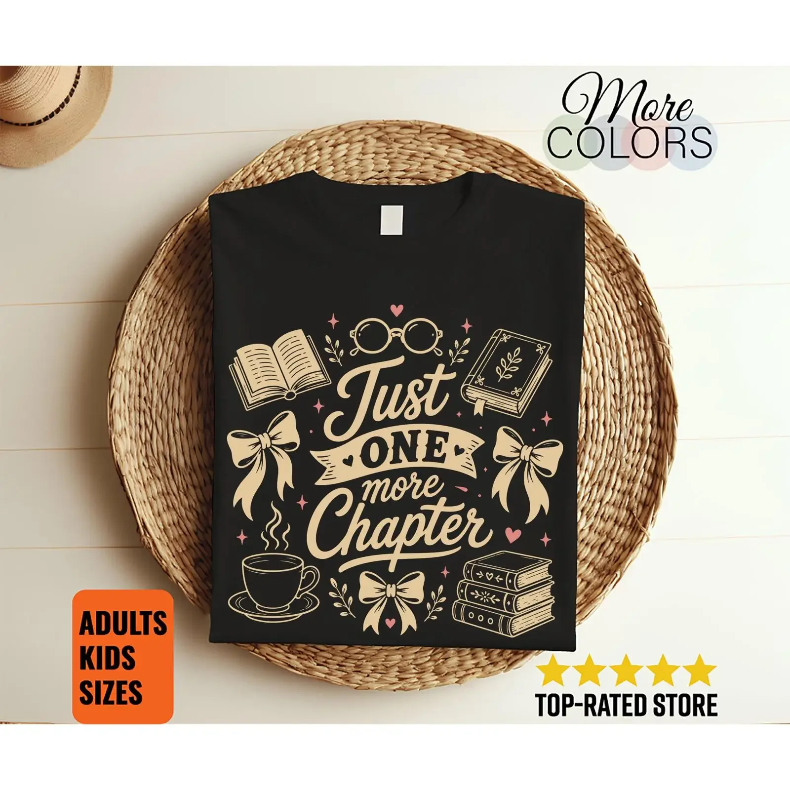 Just One More Chapter T Shirt Coquette Book Lover Reading Coffee PrinT for Reader Librarian Women Birthday Present vintage