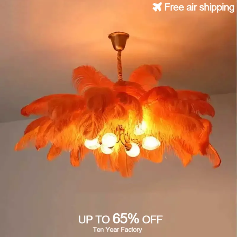 

Nordic Style Designer Flower Feathers LED Chandelier Modern Pendant Light for Bedroom Dining Room and Kitchen Island