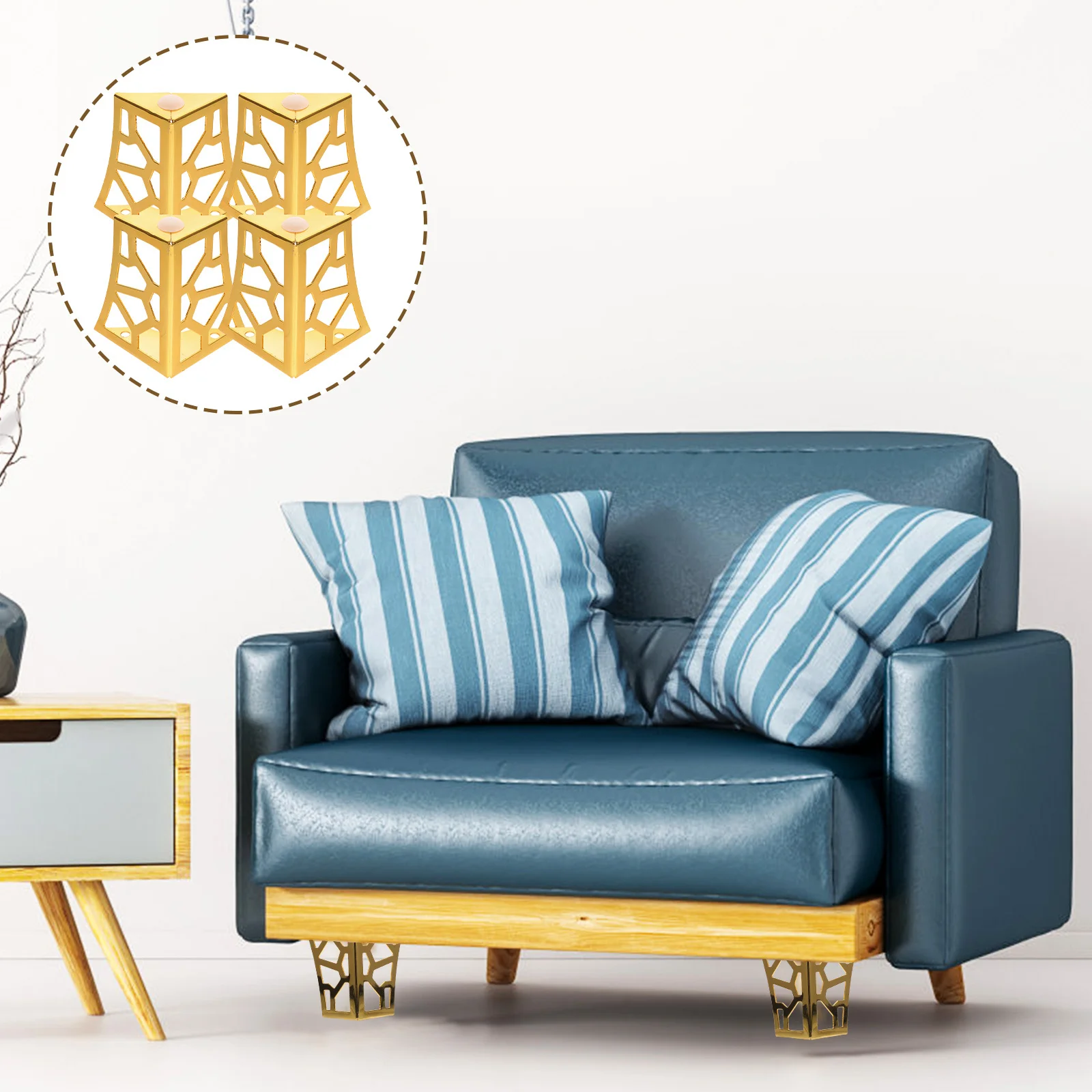 

4Pcs Furniture Support Feet Metal Hollow Design Sofa Legs Dresser Cabinet Legs Durable Iron Replacement Feet Table Leg