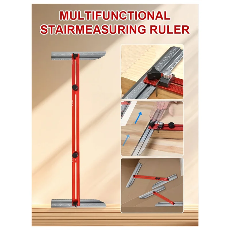 

【New-Sale】Stair Tread Template Professional Stair Measuring Tool Jig Shelf Scribe Tool For Risers Wall Partitions