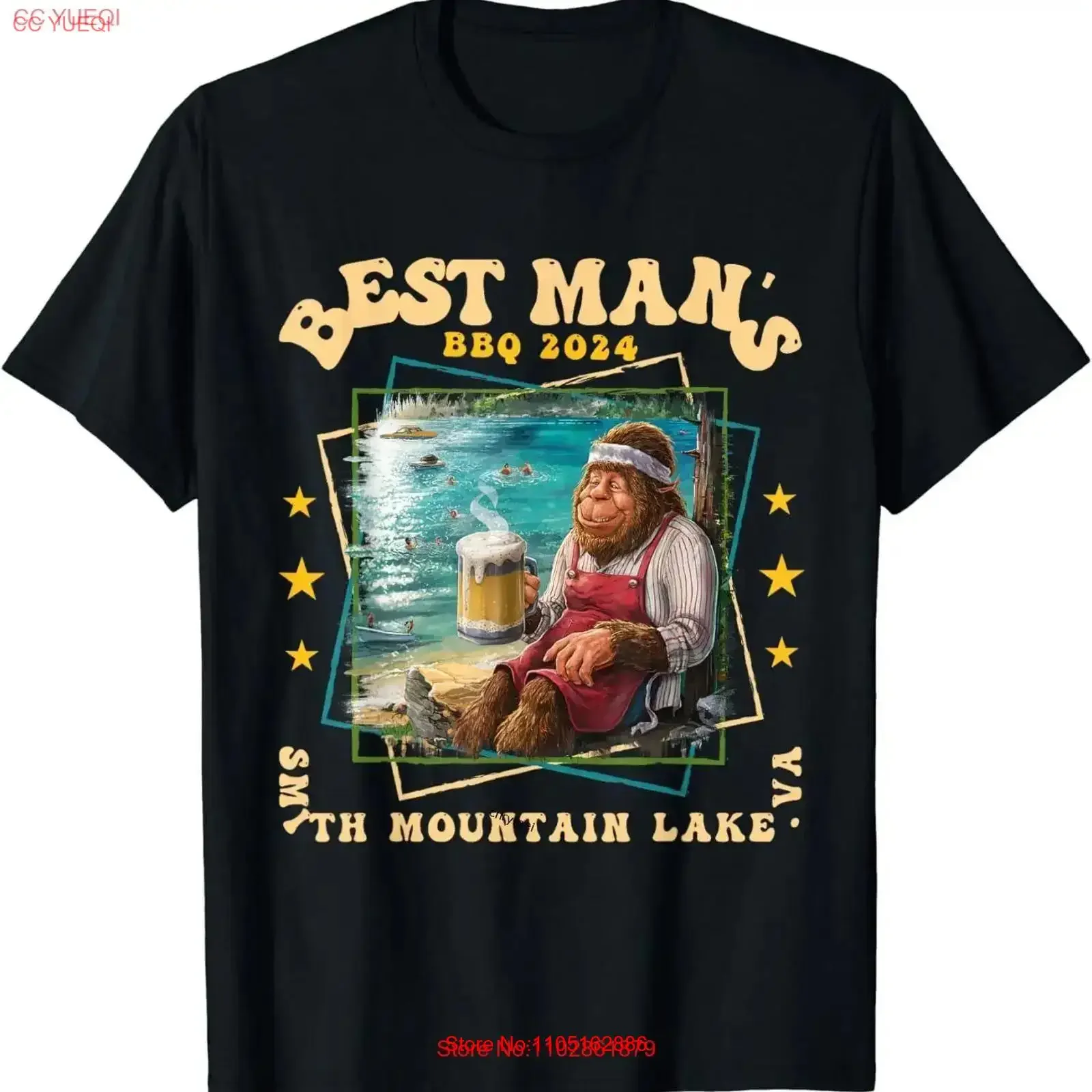 Best Man's BBQ 2024 Smith Mountain Lake Bigfoot camiseta vintage lavado homme ropa de diseñador Top para uso diario cómodo