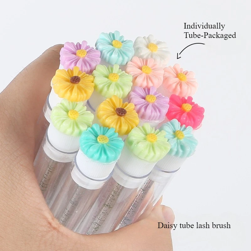 10-delige Mascara Wands Tube Set Herbruikbare Lash Brush Daisy Tube Mascara Brush Bloembuis Wimperborstel Buizen Spoolies