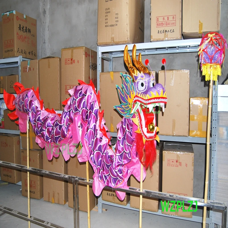 Dragon Dance Costume 4m Silk  4 Players size 5 Children Students Event Park Stage Festival Chinese Traditional Performance