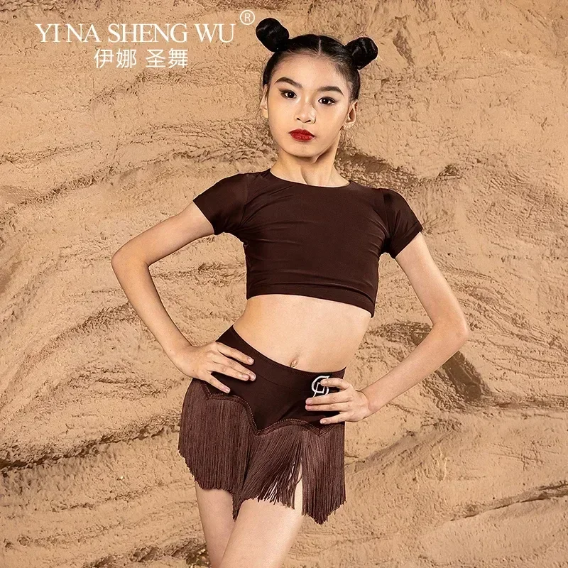 مجموعة ملابس الرقص اللاتينية للفتيات لعام 2026 تنورة سوداء مهدب للرقص اللاتيني ملابس ممارسة الرقص السامبا تشا تشا رومبا