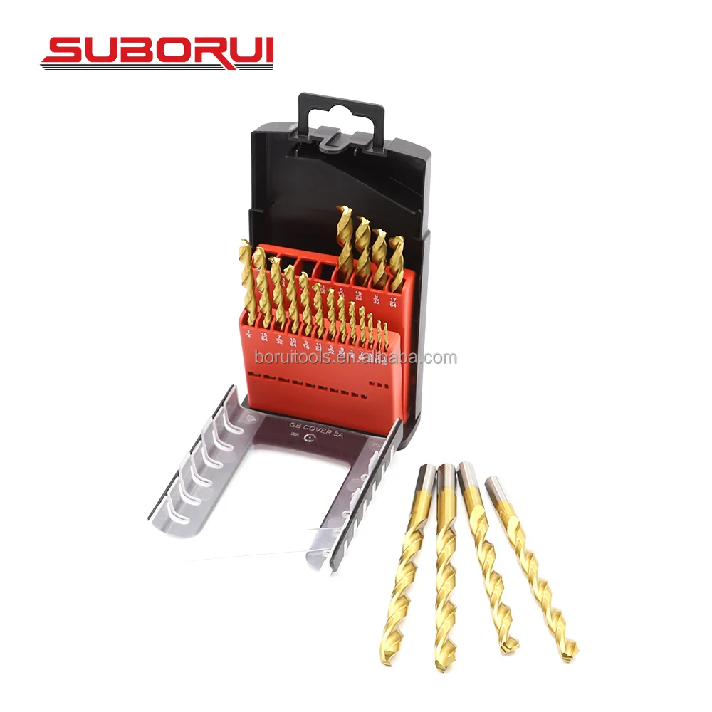 SUBORUI 21PCS HSS Co M35 DIN338 5% High Percent Cobalt Jobber Twist Drill Bit Set